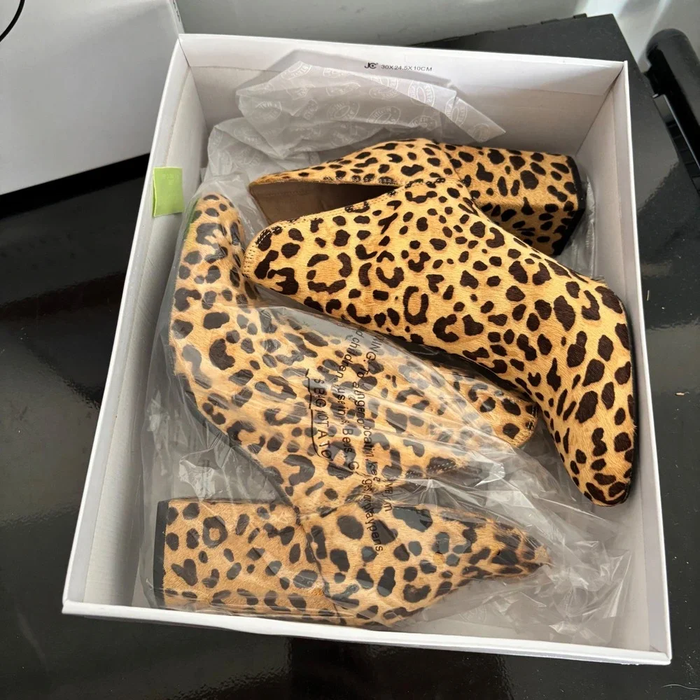 Steve‎ Madden Rockstar Leopard Calf Hair Booties Tan Brown 7.5M ROCKSS17